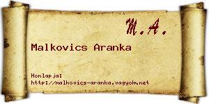 Malkovics Aranka névjegykártya