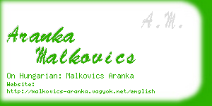 aranka malkovics business card